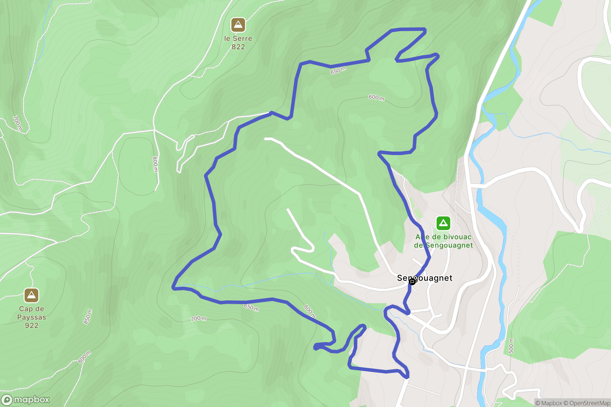 Sengouagnet : carte du parcours de randonnée - France