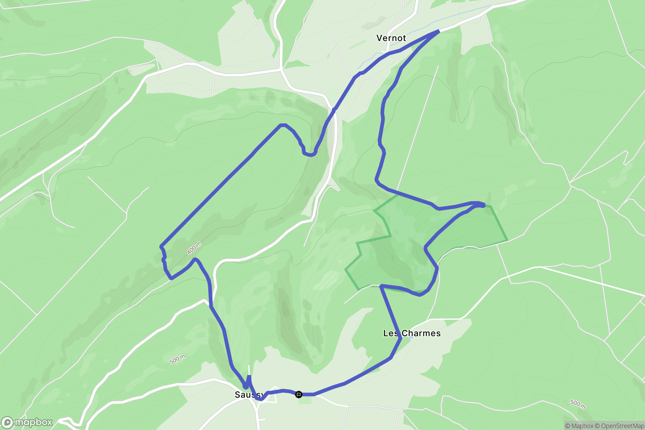 Saussy : carte du parcours de randonnée - France