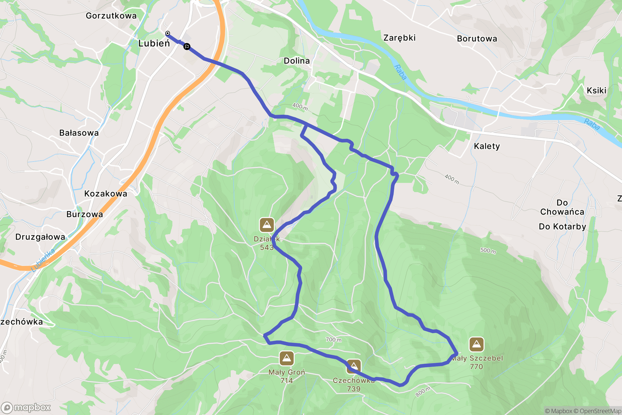 Lubień: mapa trasy - Poland