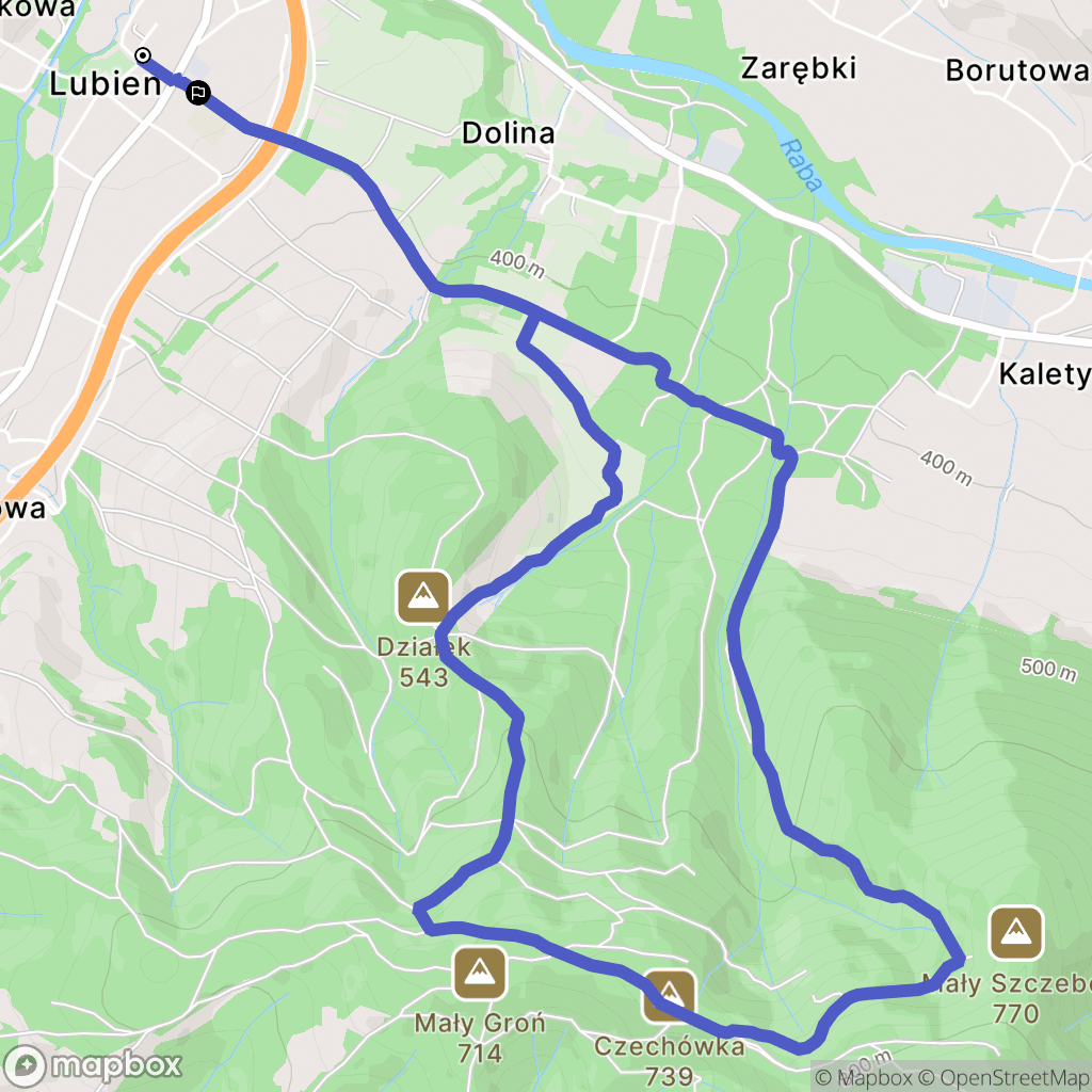 Lubień: mapa trasy - Poland