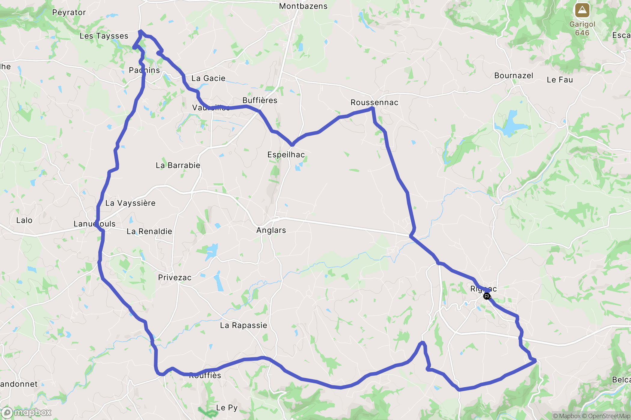 Rignac : carte du parcours de randonnée - France