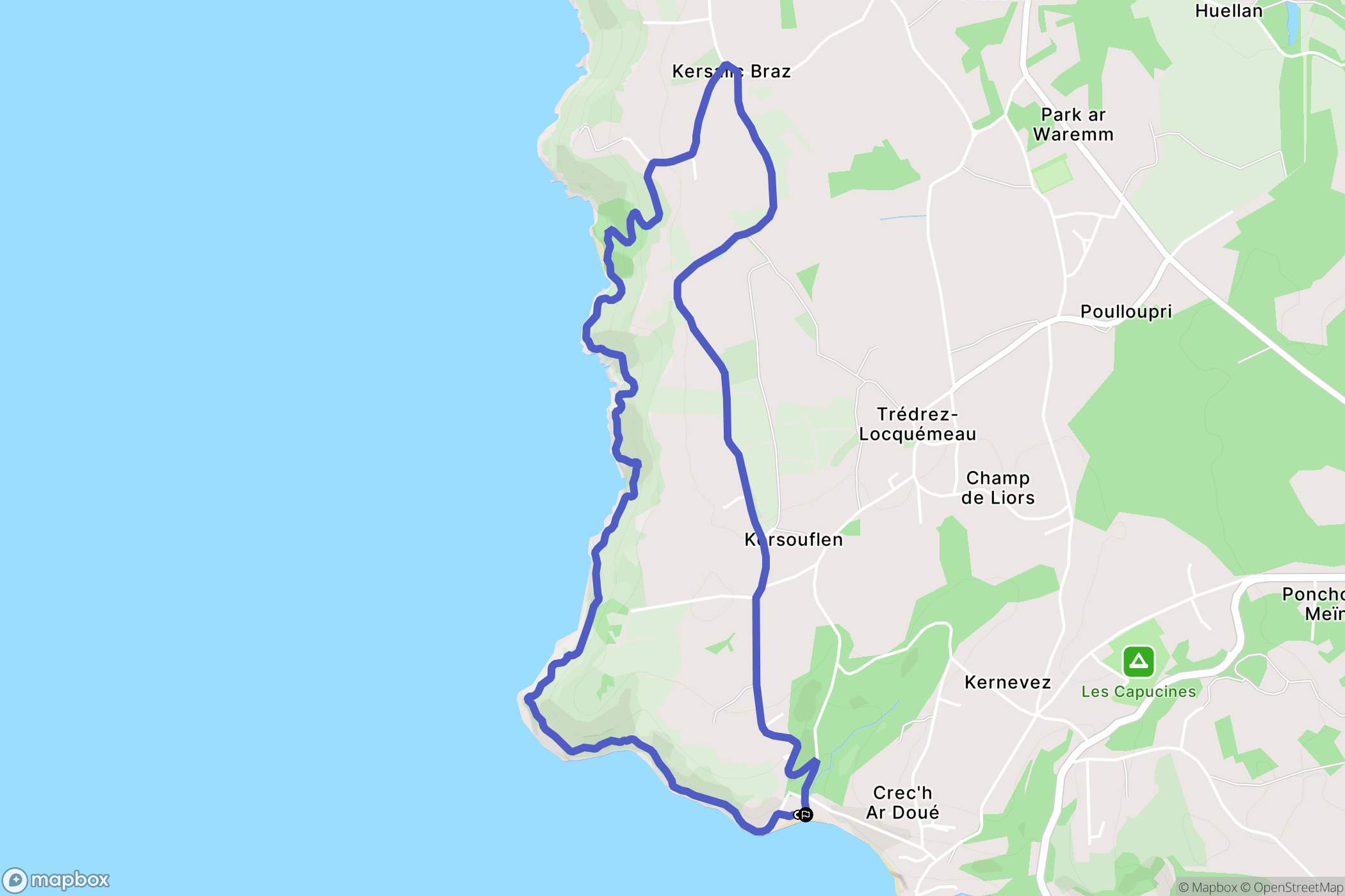 Trédrez-Locquémeau : carte du parcours de randonnée - France