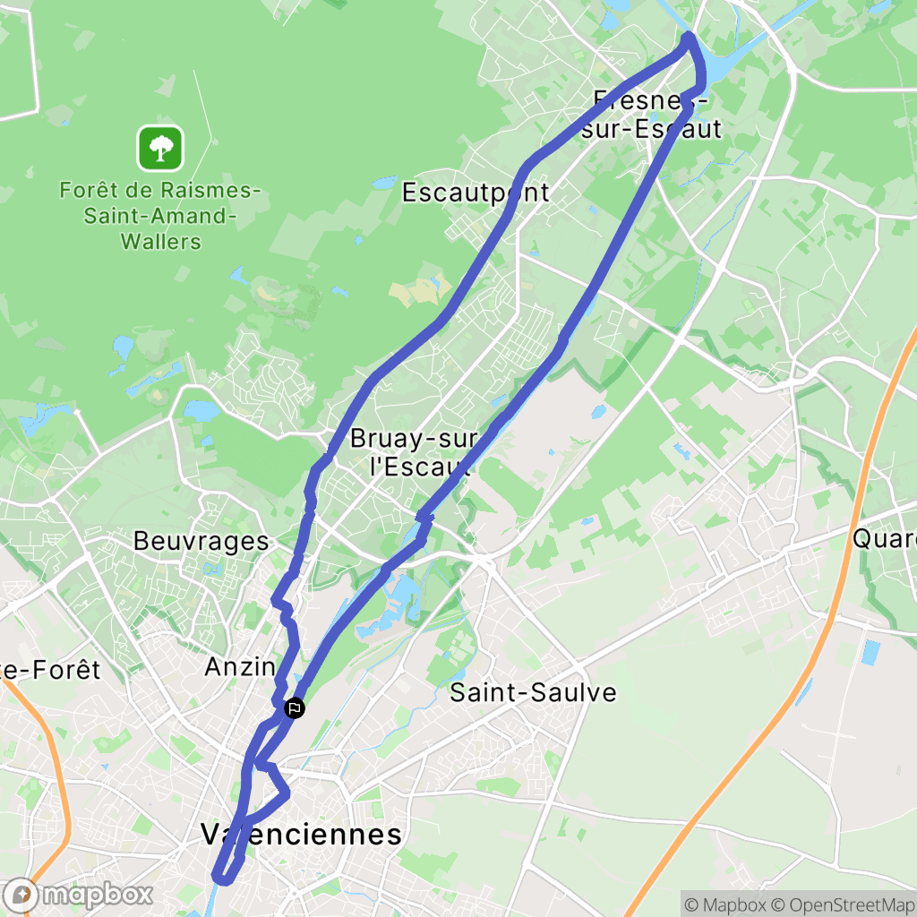 Valenciennes : carte du parcours de randonnée - France