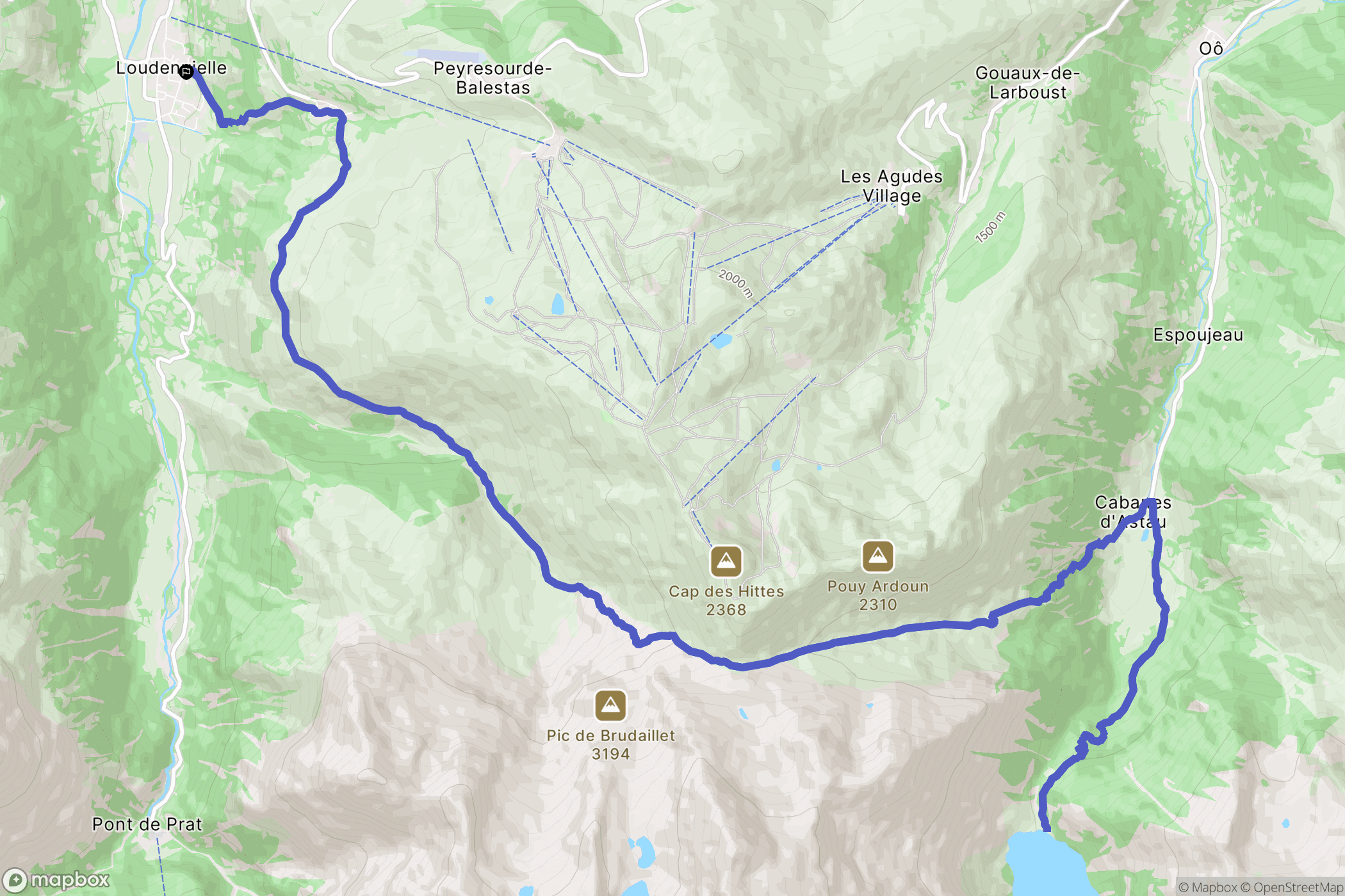 Loudenvielle : carte du parcours de randonnée - France