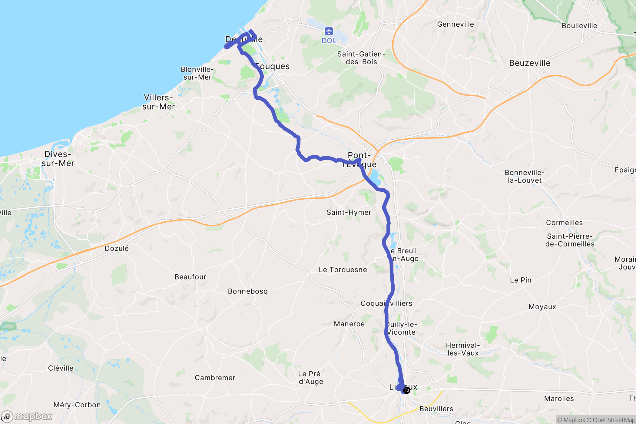 Lisieux : carte du parcours de randonnée - France