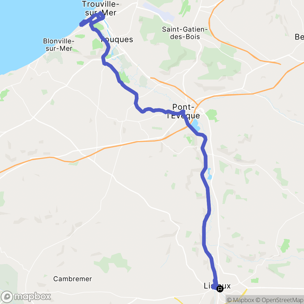 Lisieux : carte du parcours de randonnée - France