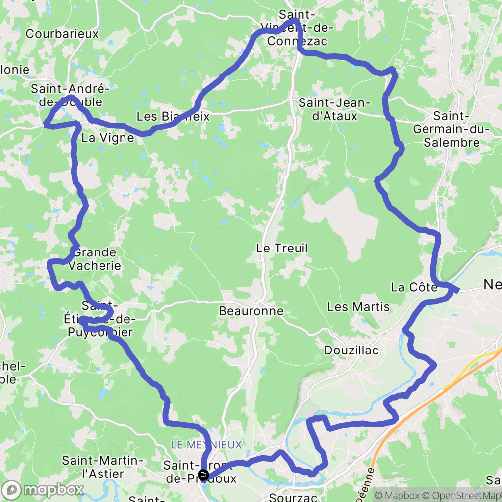 Saint-Front-de-Pradoux : carte du parcours de randonnée - France