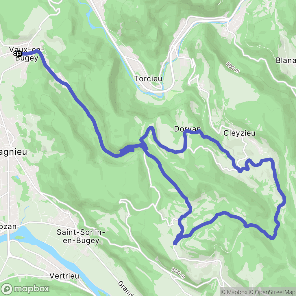 Vaux-en-Bugey : carte du parcours de randonnée - France