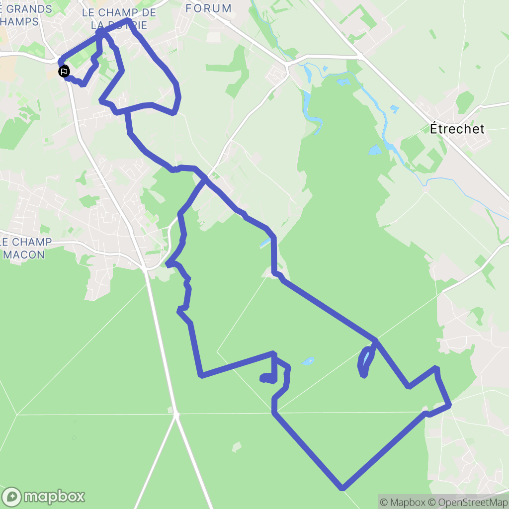 Châteauroux : carte du parcours de randonnée - France