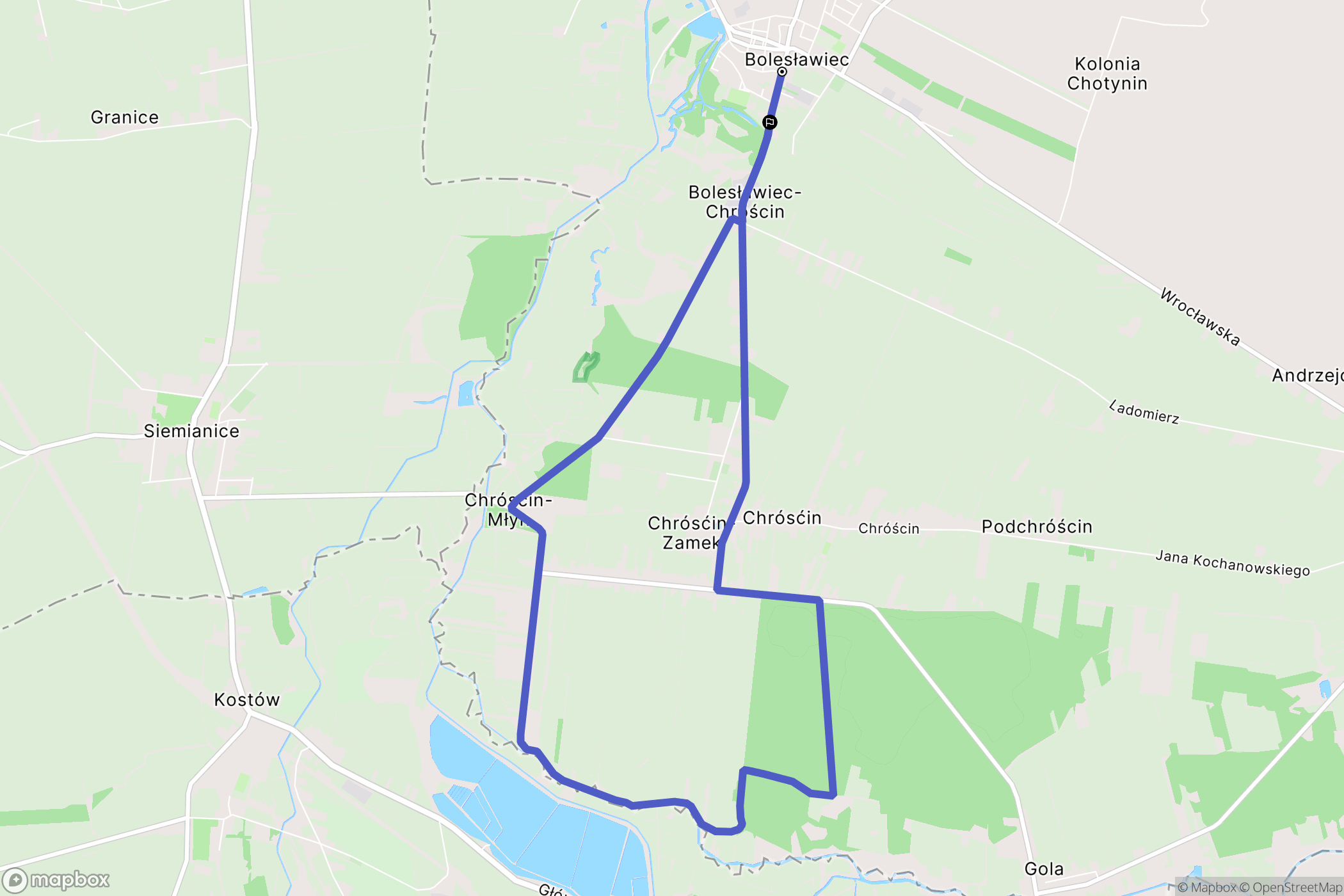 Bolesławiec: mapa trasy - Poland