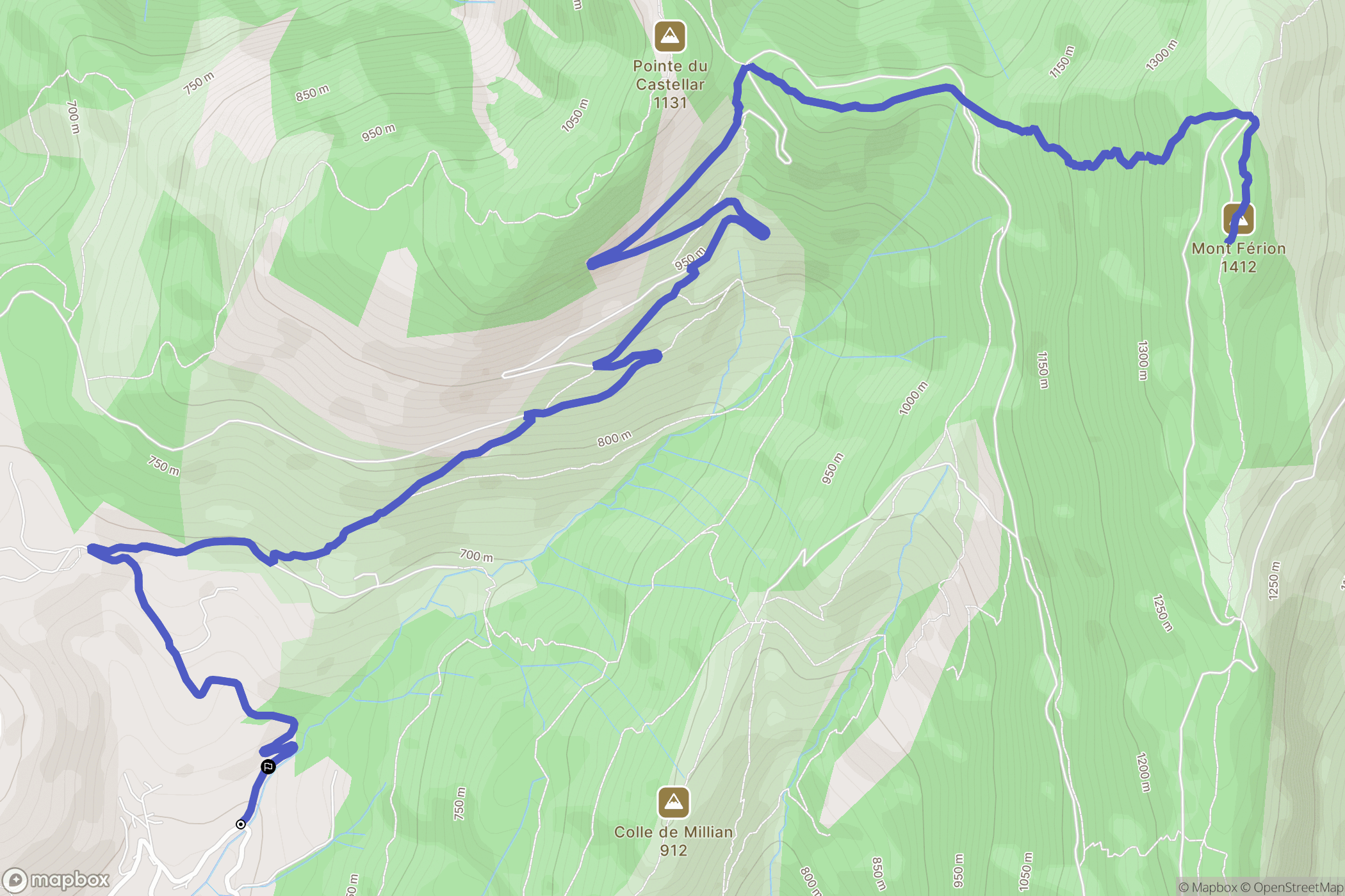 Levens : carte du parcours de randonnée - France