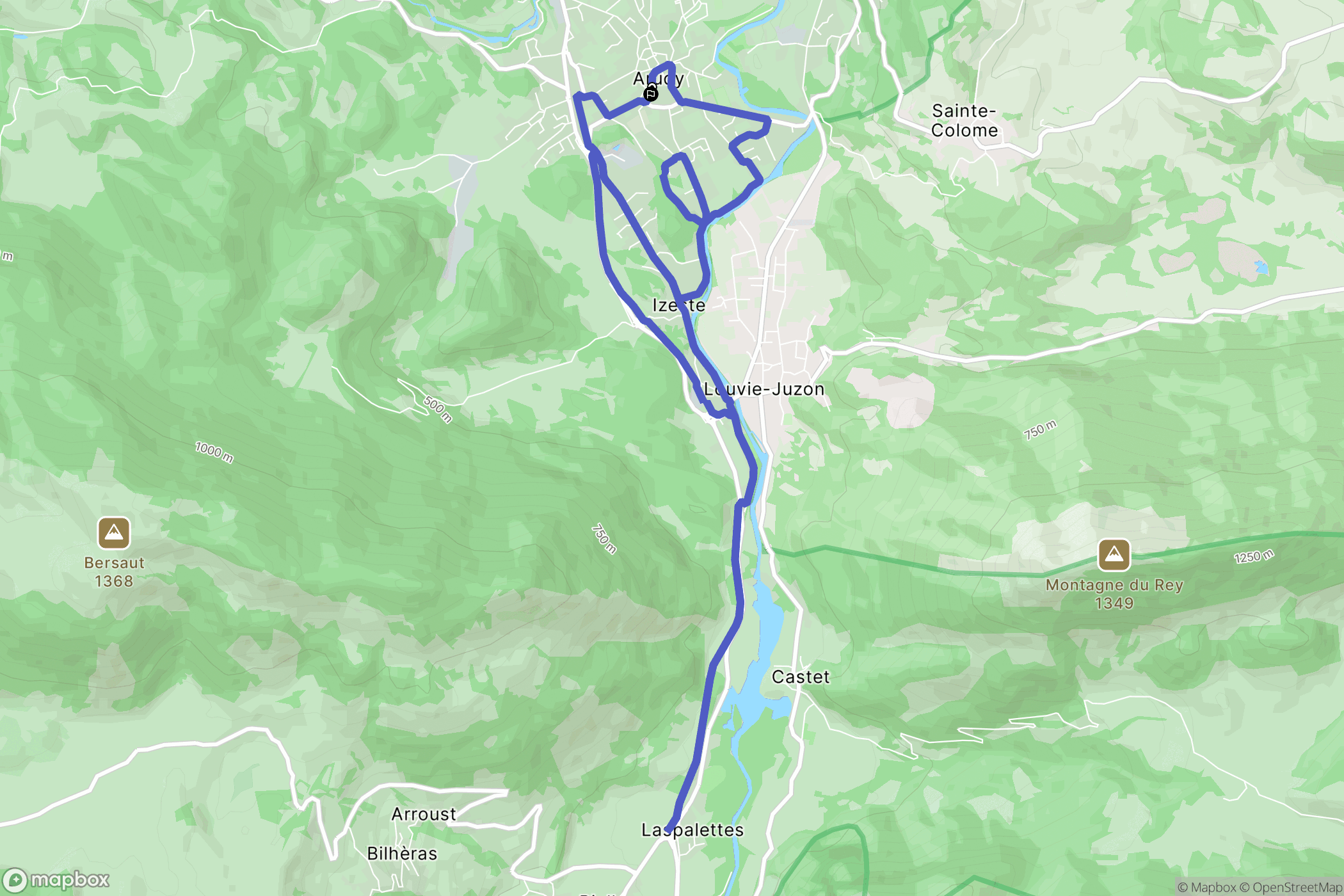 Arudy : carte du parcours de randonnée - France