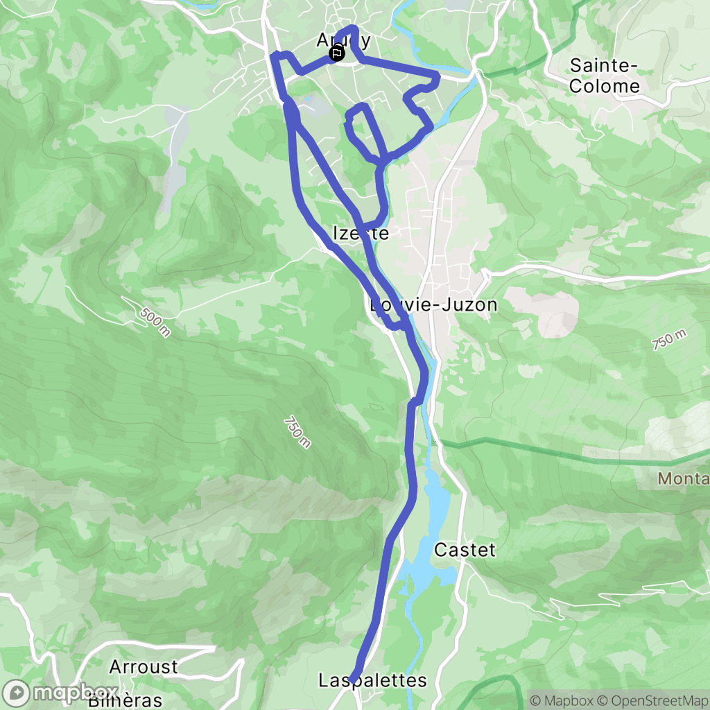 Arudy : carte du parcours de randonnée - France