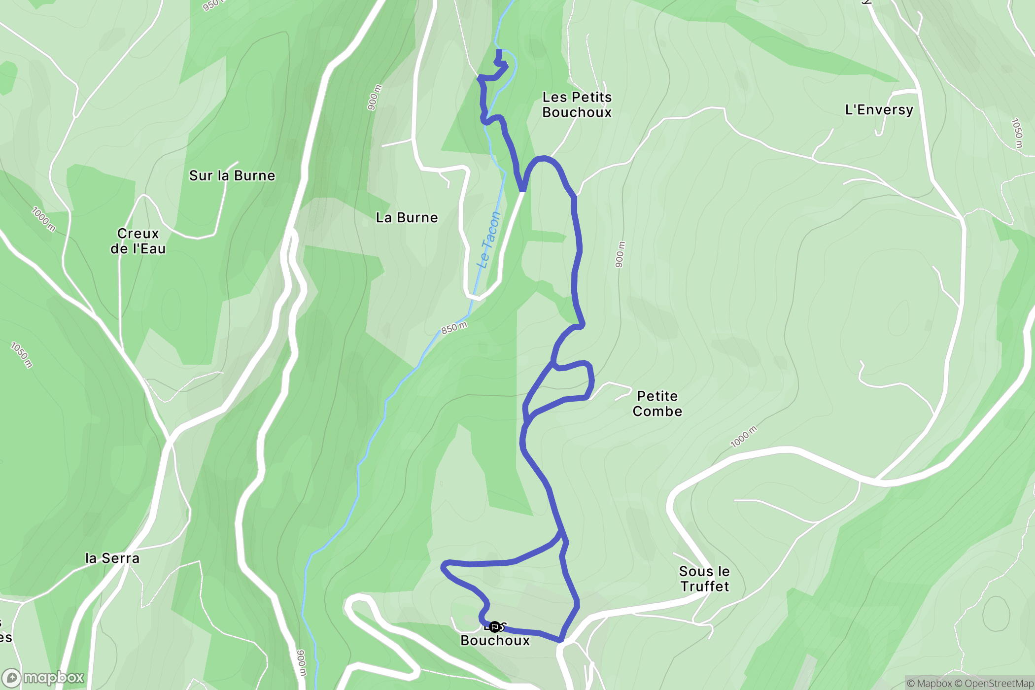 Les Bouchoux : carte du parcours de randonnée - France