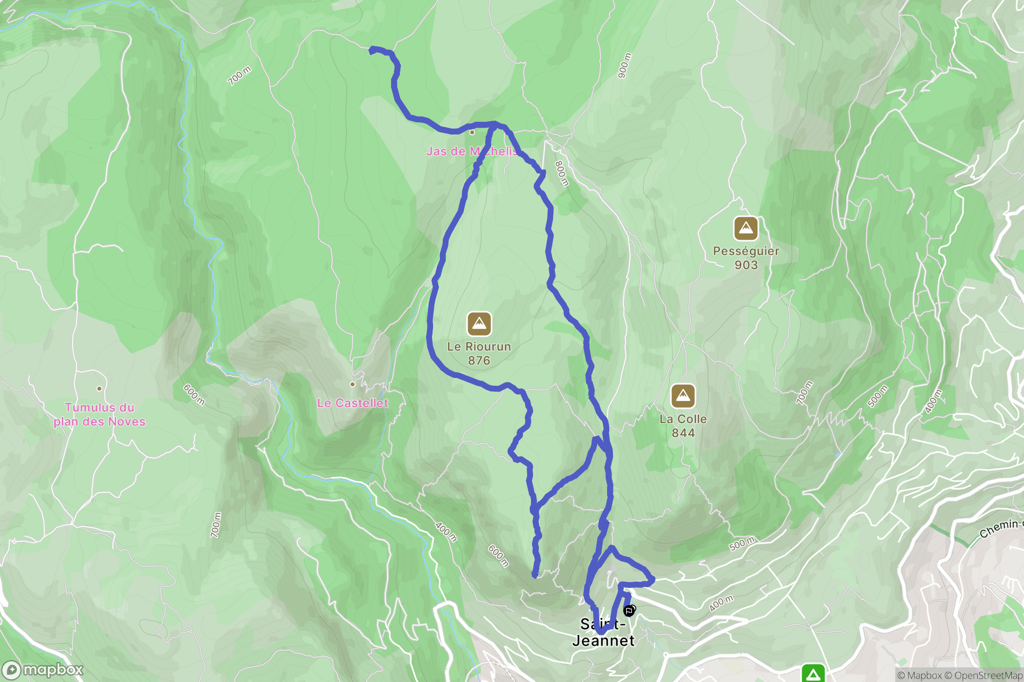 Saint-Jeannet : carte du parcours de randonnée - France