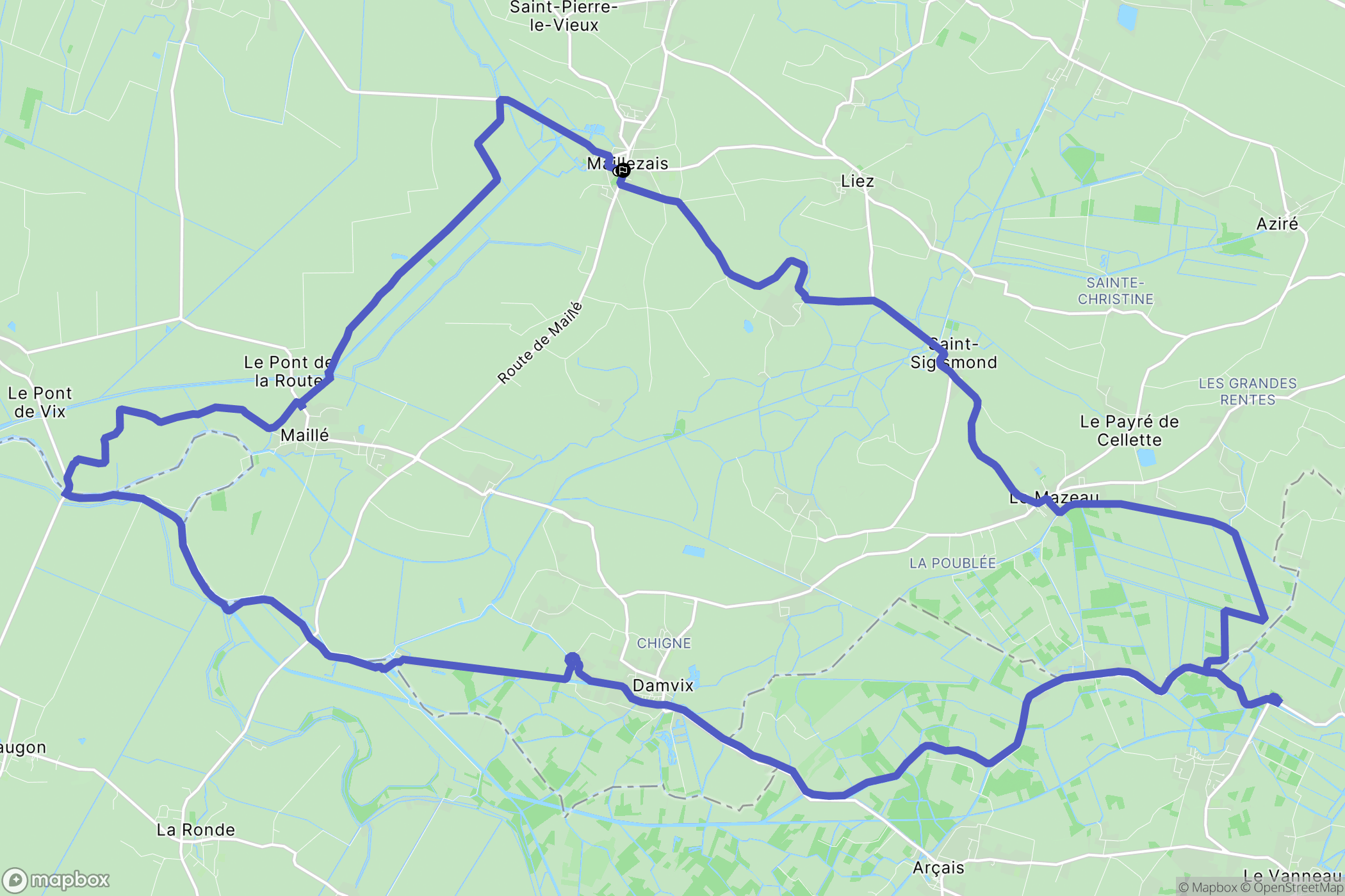 Maillezais : carte du parcours de randonnée - France