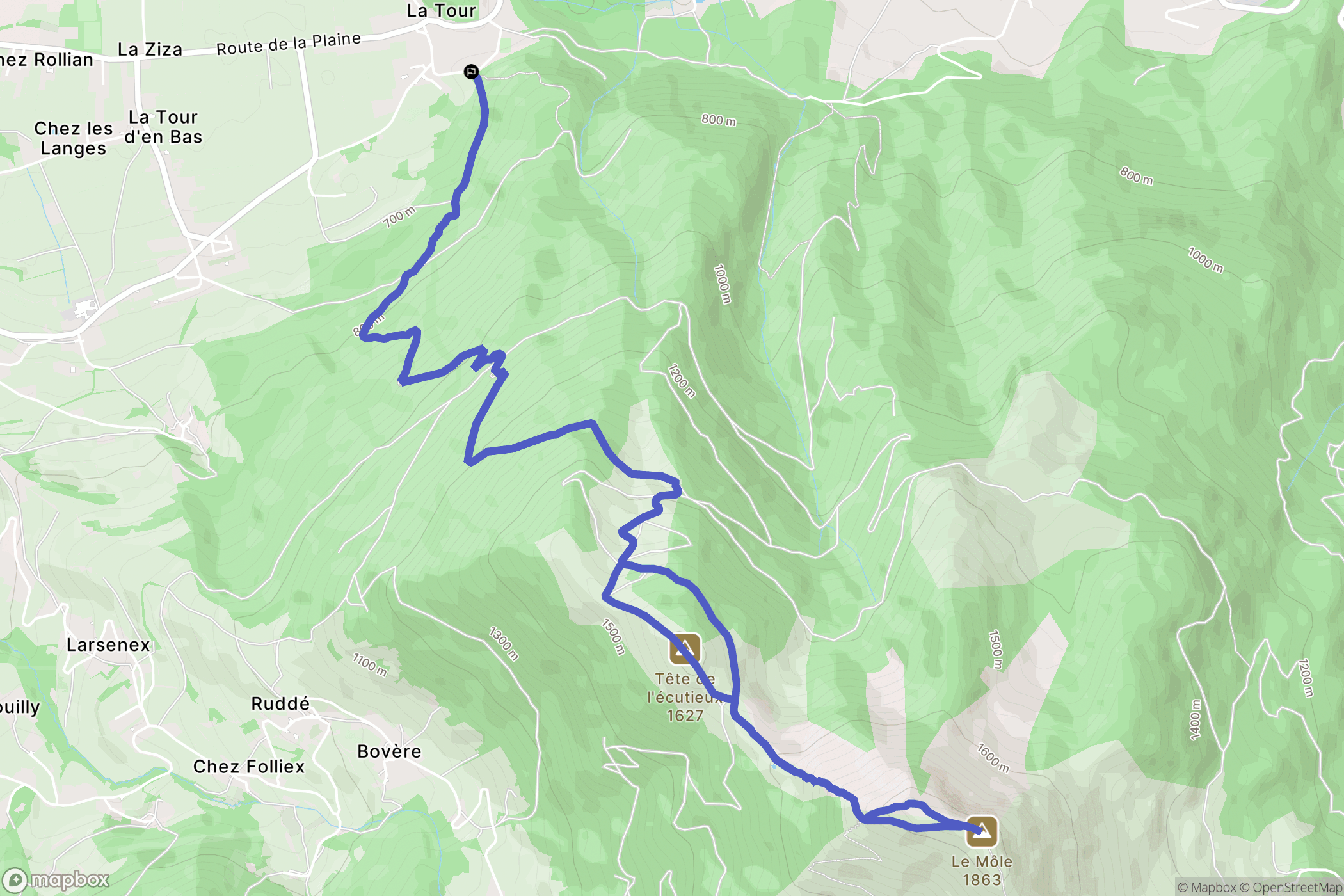 La Tour : carte du parcours de randonnée - France
