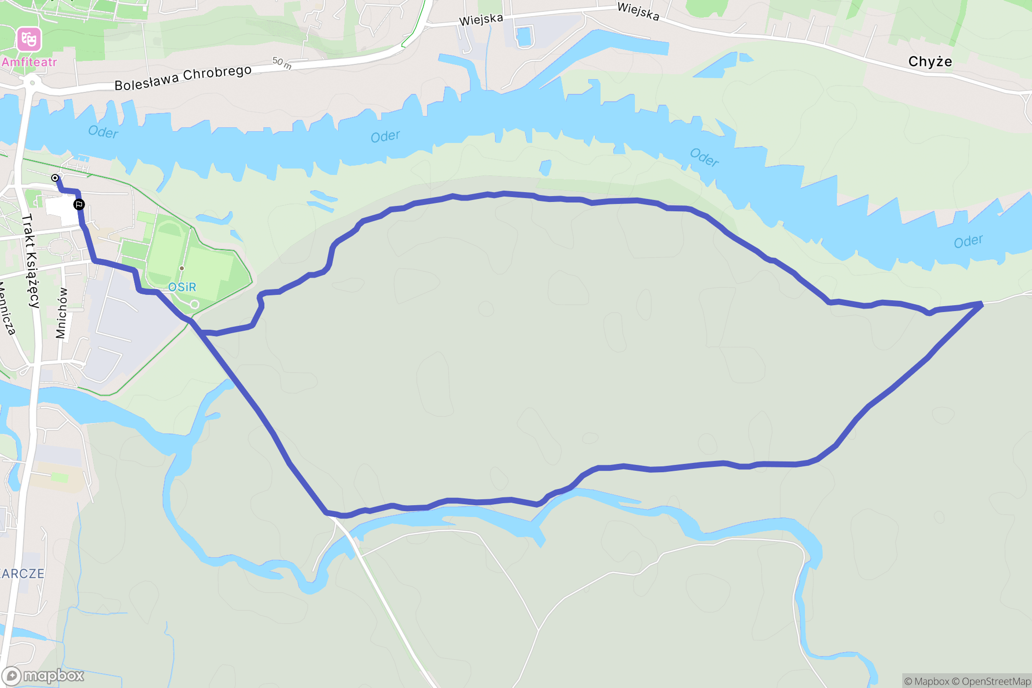 Krosno Odrzańskie: mapa trasy - Poland
