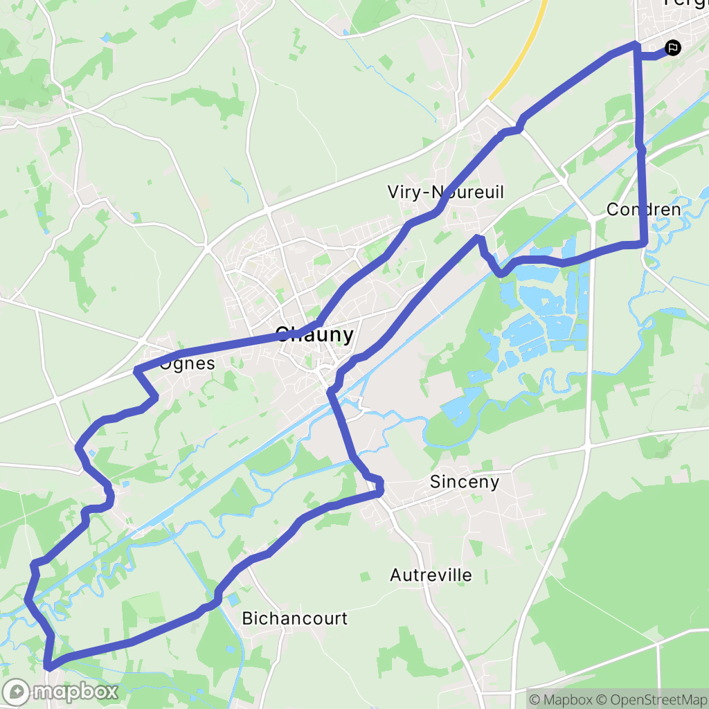Tergnier : carte du parcours de randonnée - France