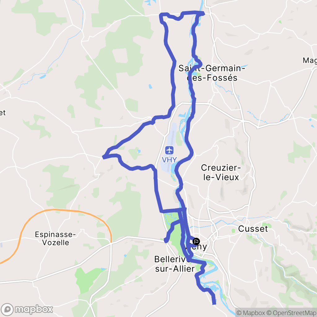 Vichy : carte du parcours de randonnée - France