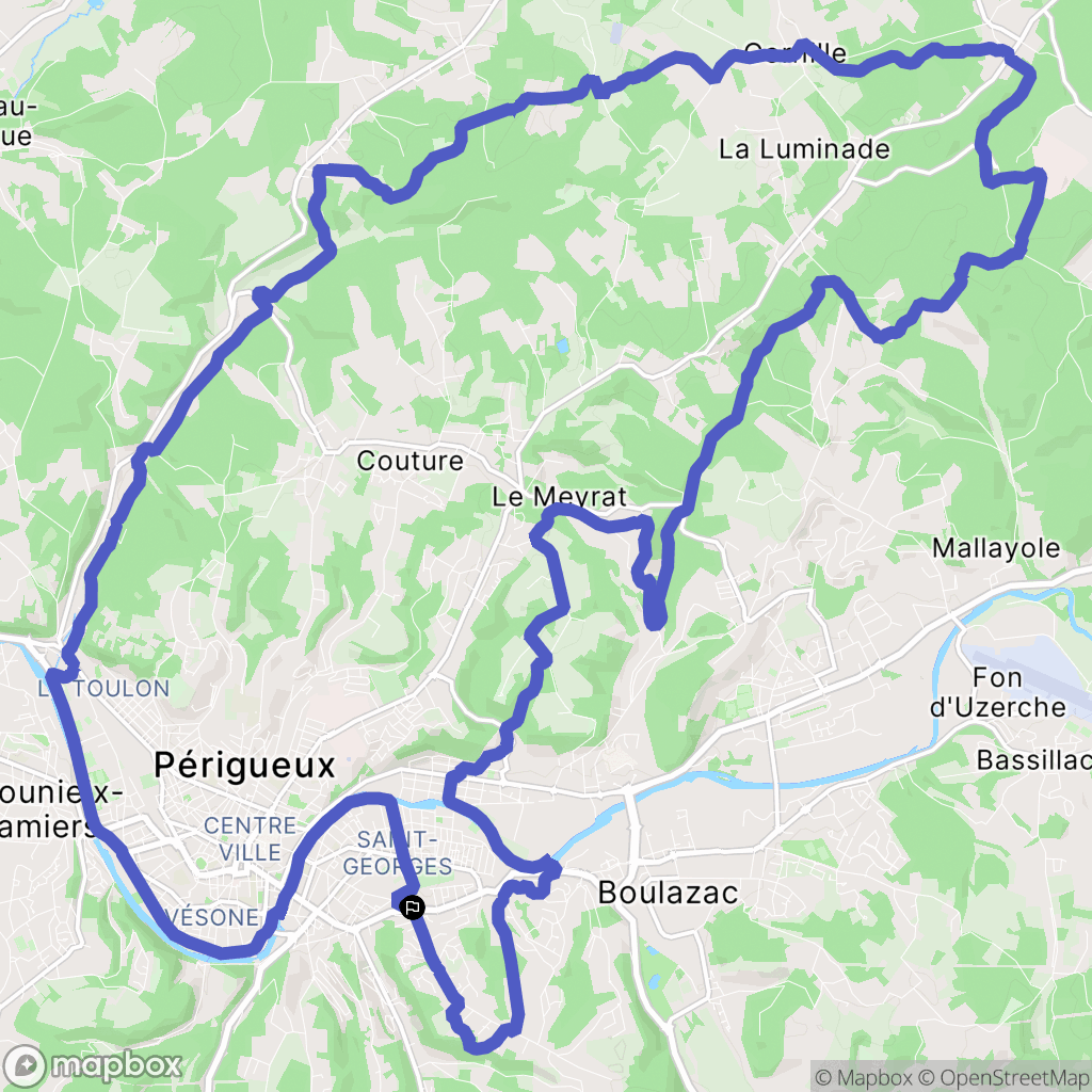 Périgueux : carte du parcours de randonnée - France