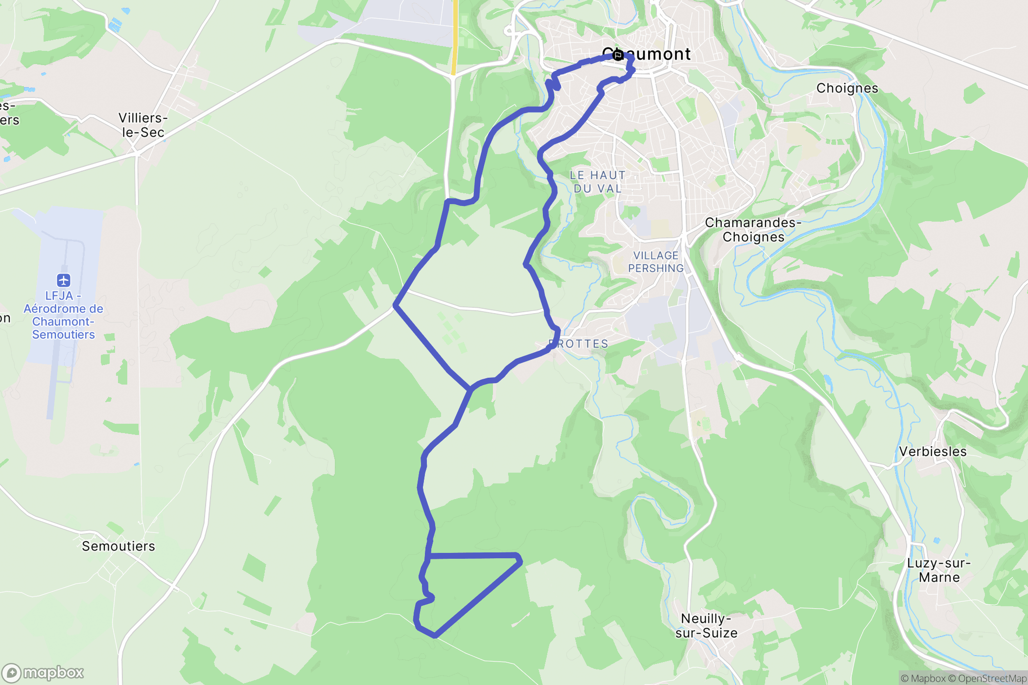 Chaumont : carte du parcours de randonnée - France