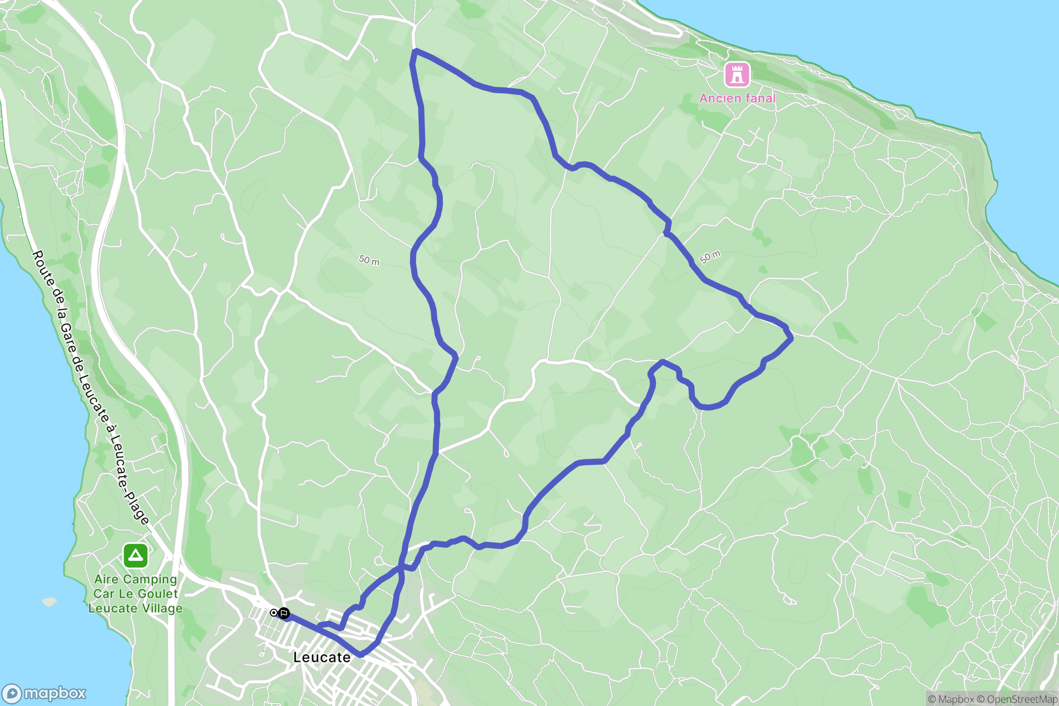 Leucate : carte du parcours de randonnée - France