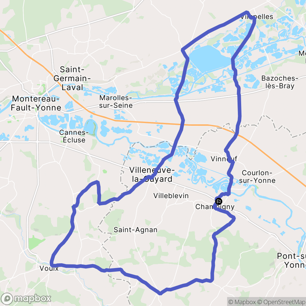 Champigny : carte du parcours de randonnée - France