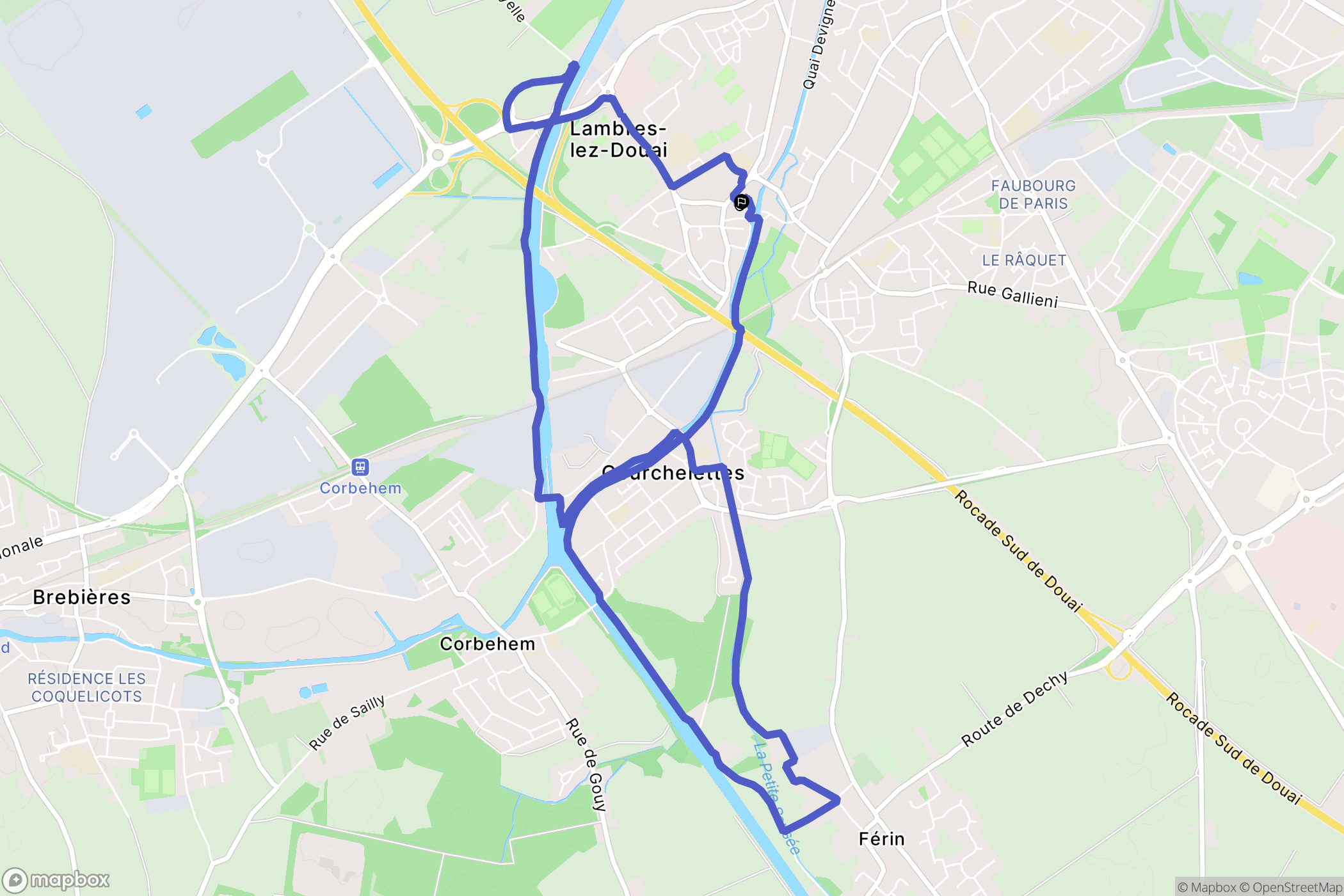 Lambres-Lez-Douai : carte du parcours de randonnée - France