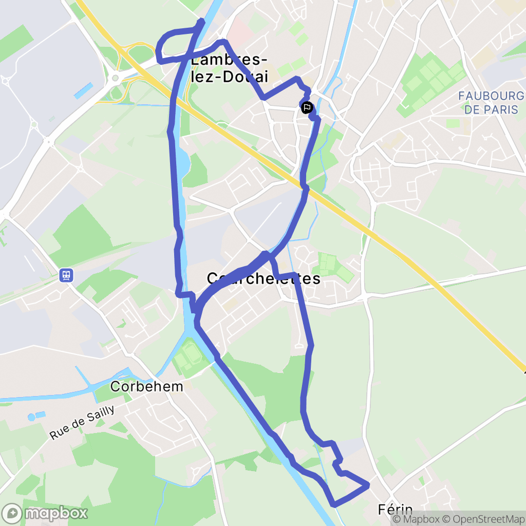 Lambres-Lez-Douai : carte du parcours de randonnée - France