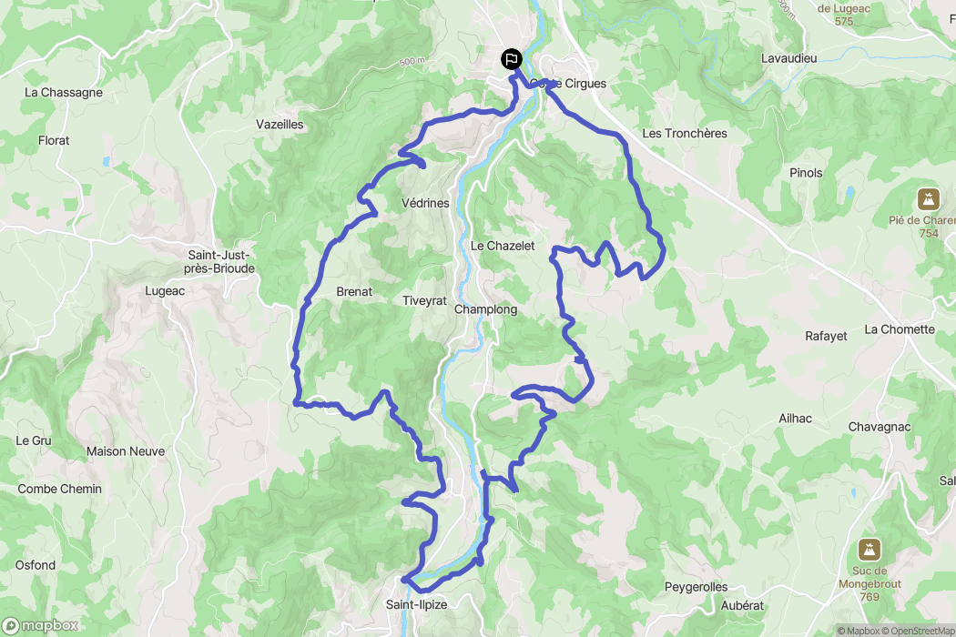 Vieille-Brioude : carte du parcours de randonnée - France