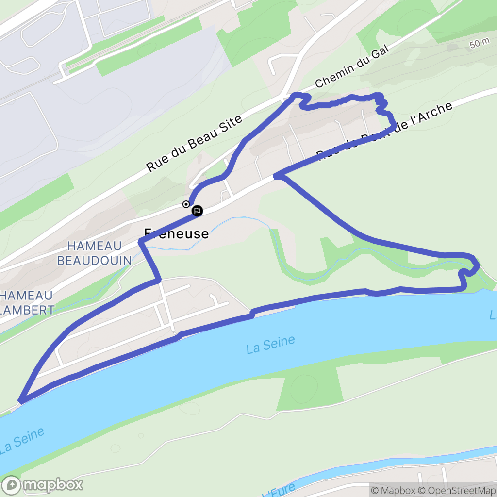 Freneuse : carte du parcours de randonnée - France