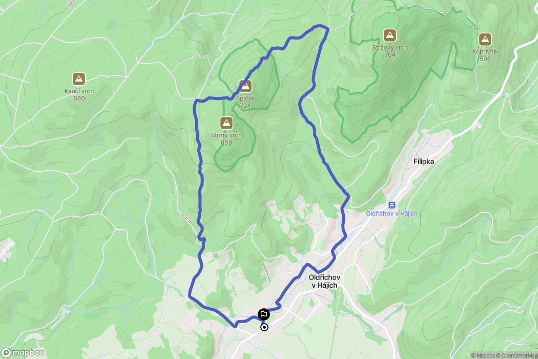 Oldřichov v Hájích: mapa trasy - Czechia