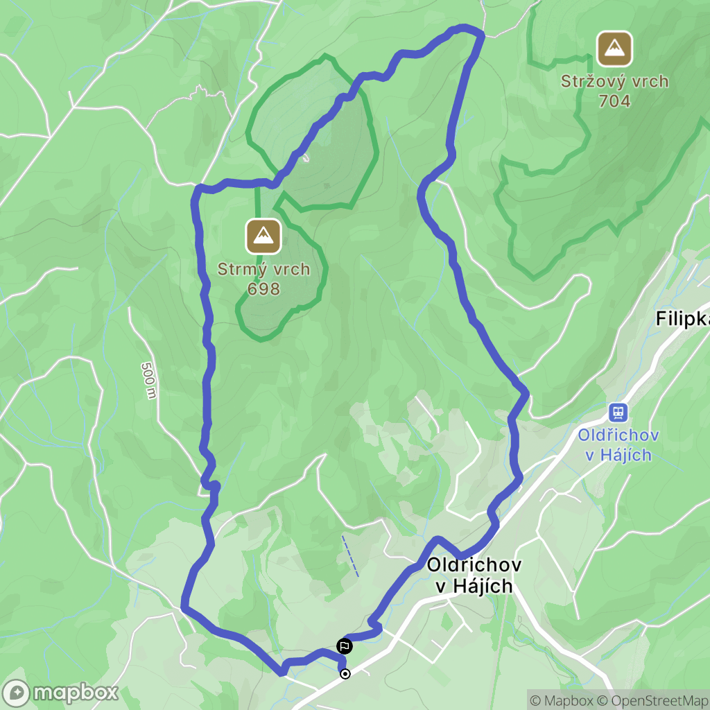 Oldřichov v Hájích: mapa trasy - Czechia