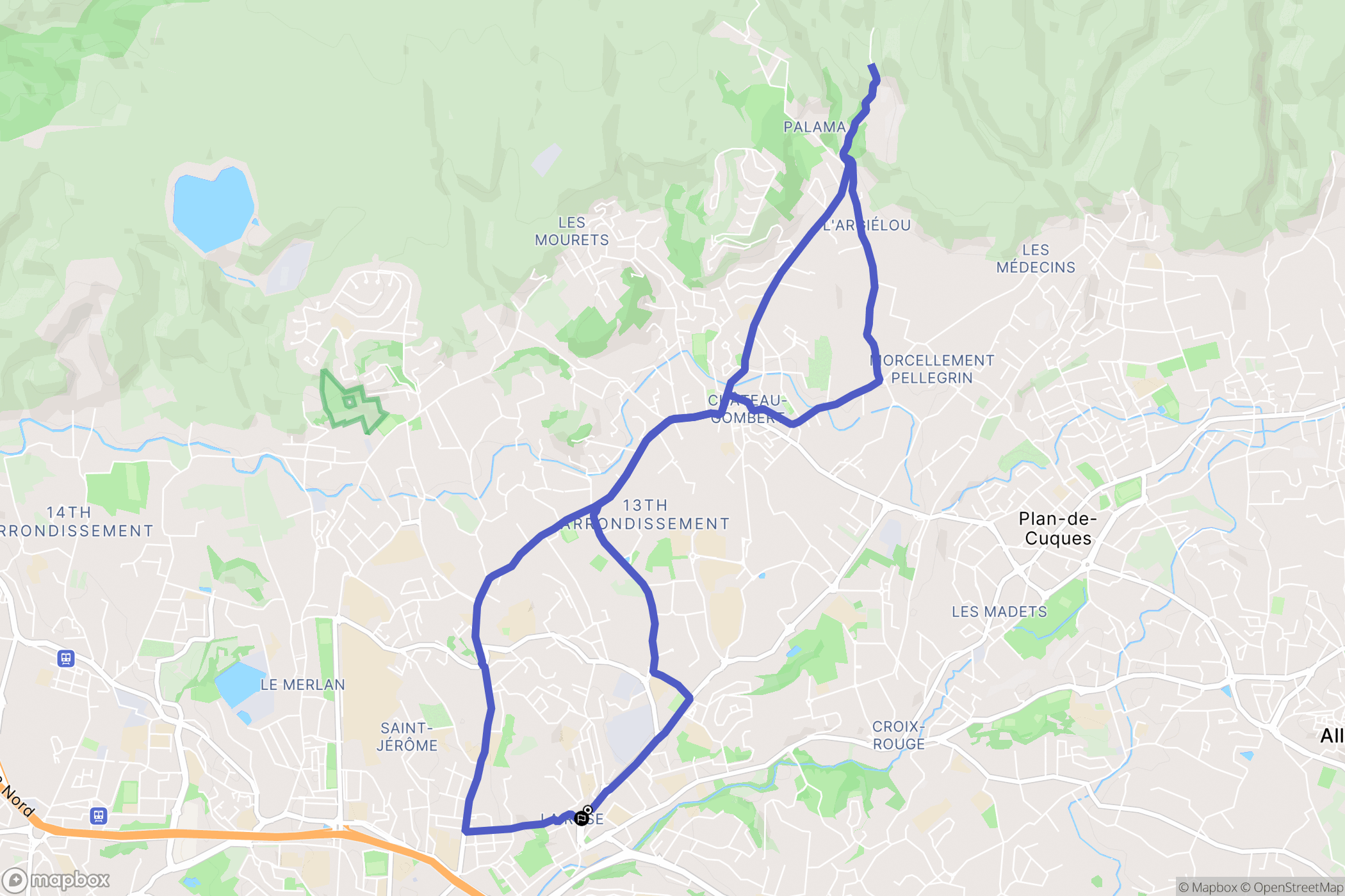 Marseille : carte du parcours de randonnée - France