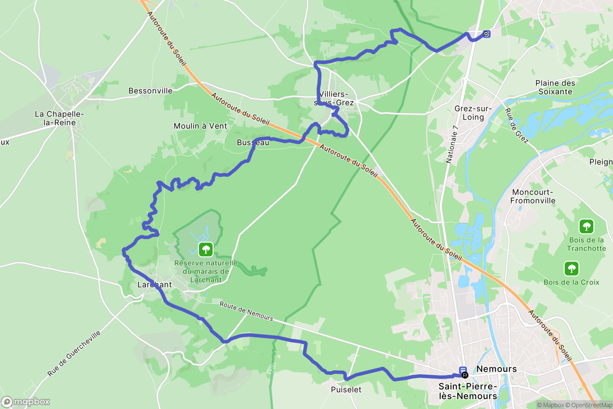 Bourron-Marlotte : carte du parcours de randonnée - France