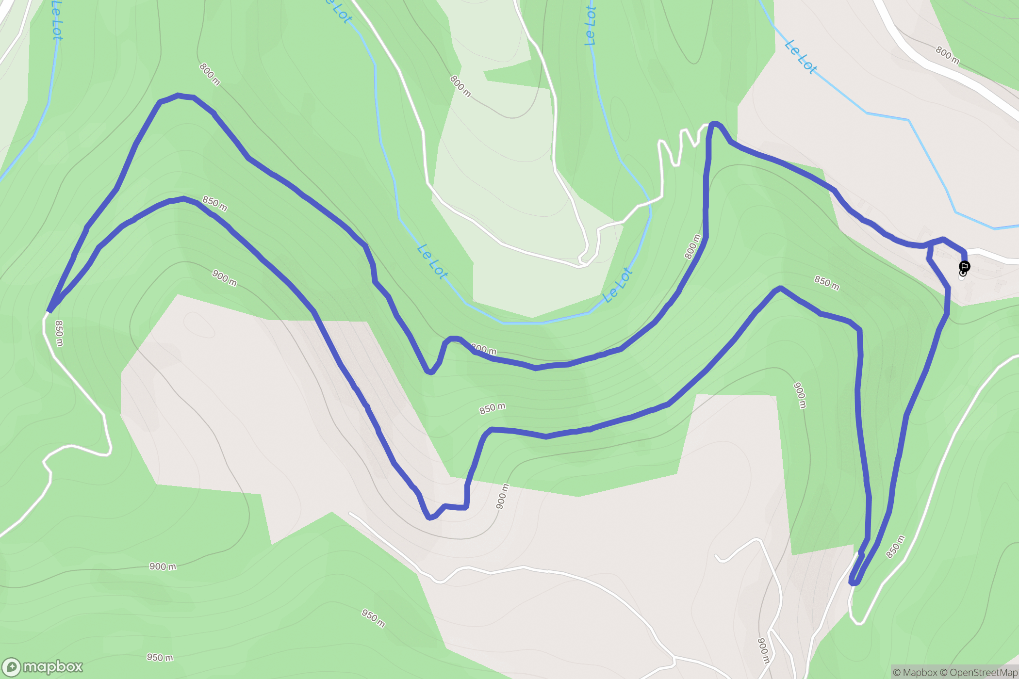 Badaroux : carte du parcours de randonnée - France
