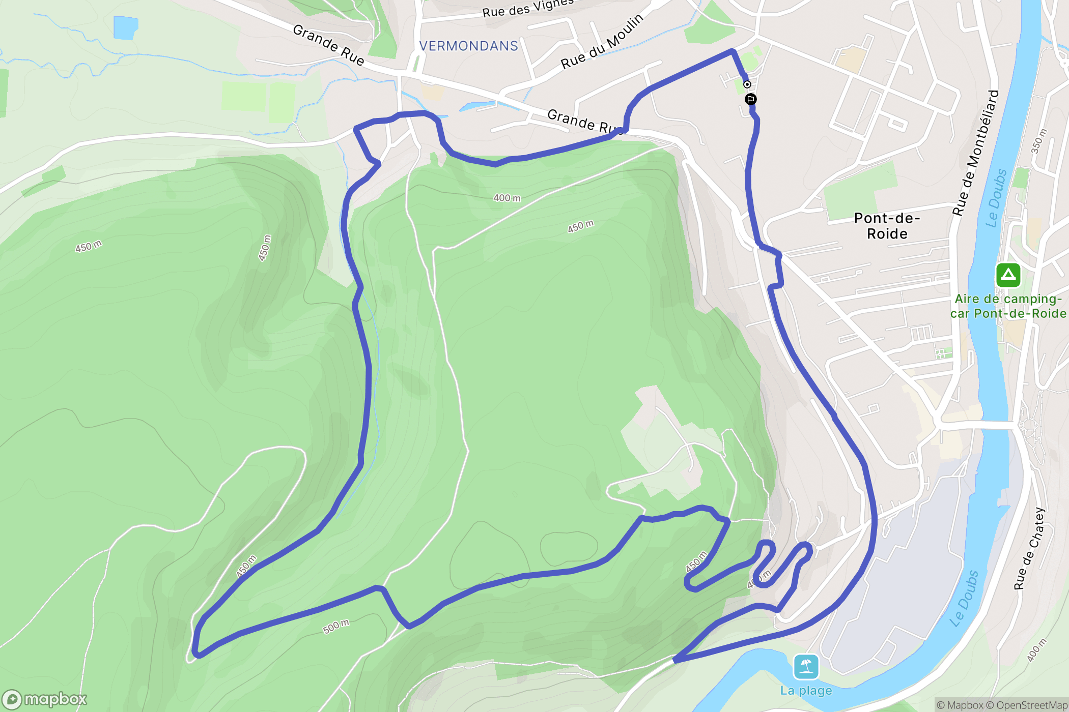 Pont-de-Roide : carte du parcours de randonnée - France
