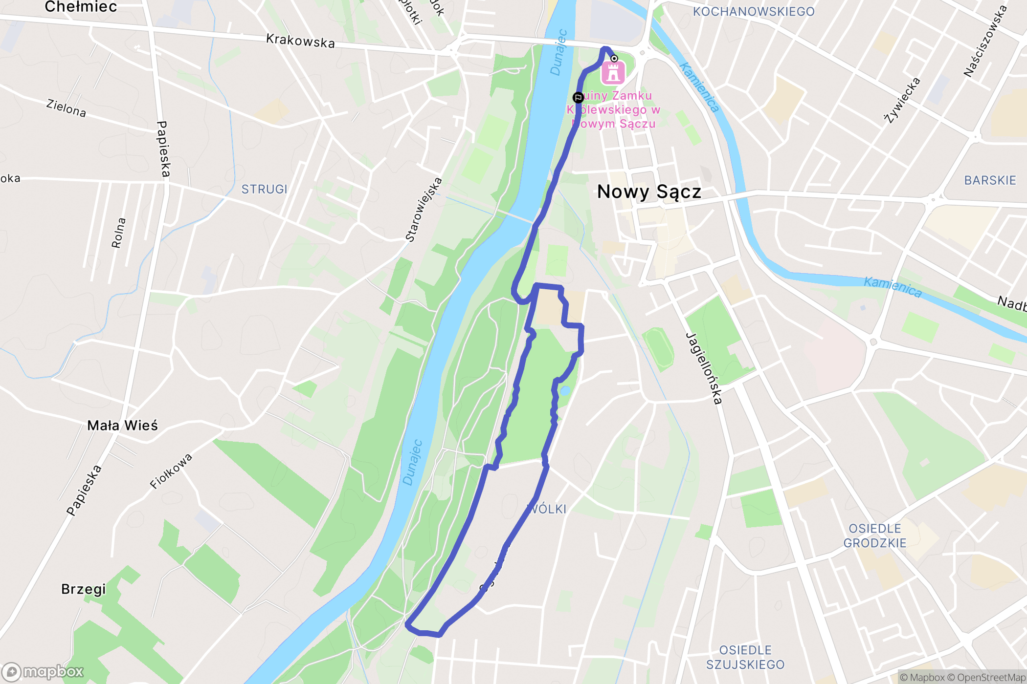 Nowy Sącz: mapa trasy - Poland