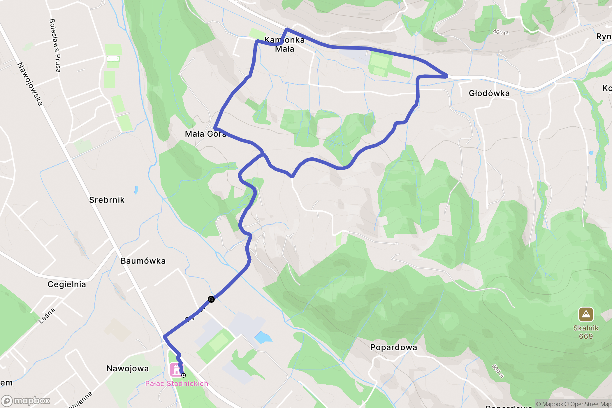 Nawojowa: mapa trasy - Poland