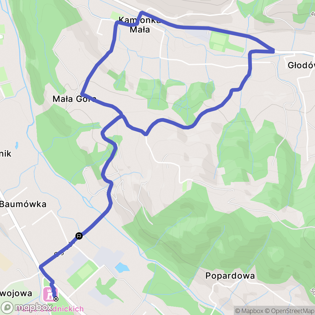 Nawojowa: mapa trasy - Poland