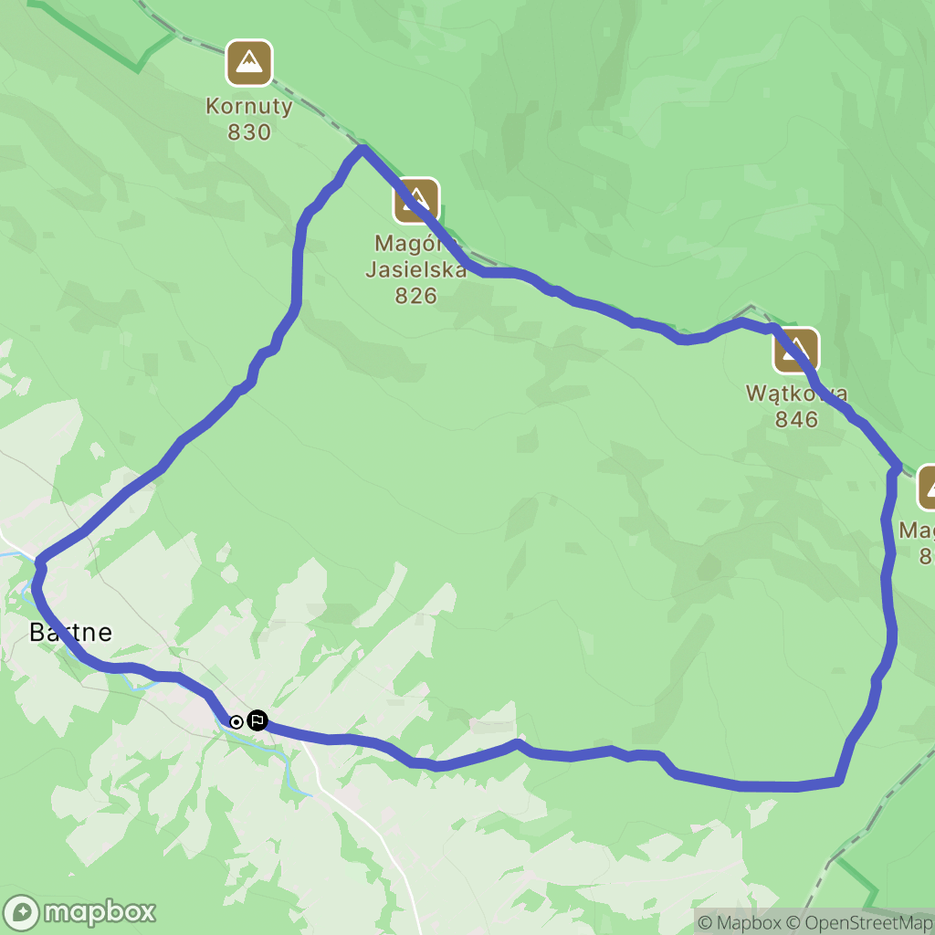 Bartne: mapa trasy - Poland