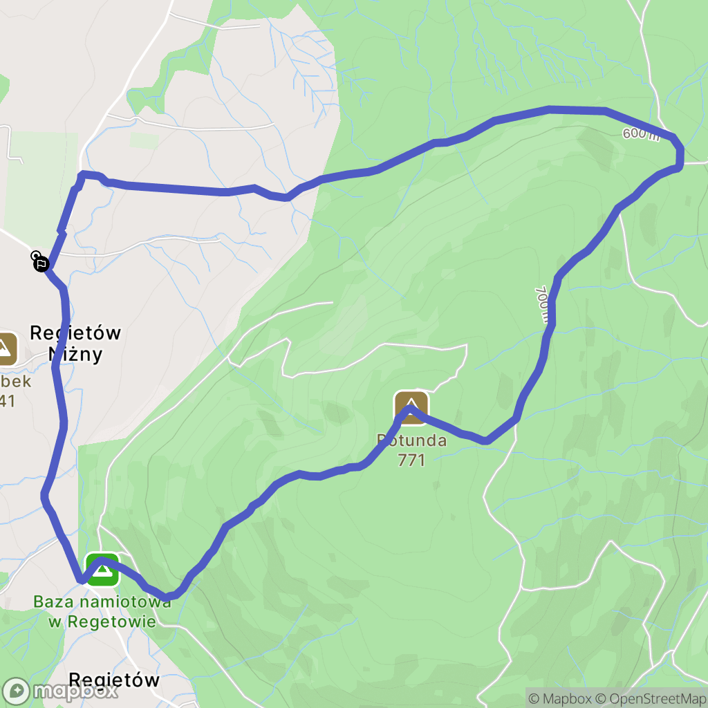 Regietów: mapa trasy - Poland