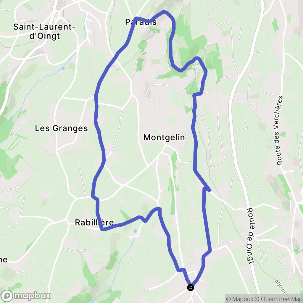 Val d'Oingt : carte du parcours de randonnée - France