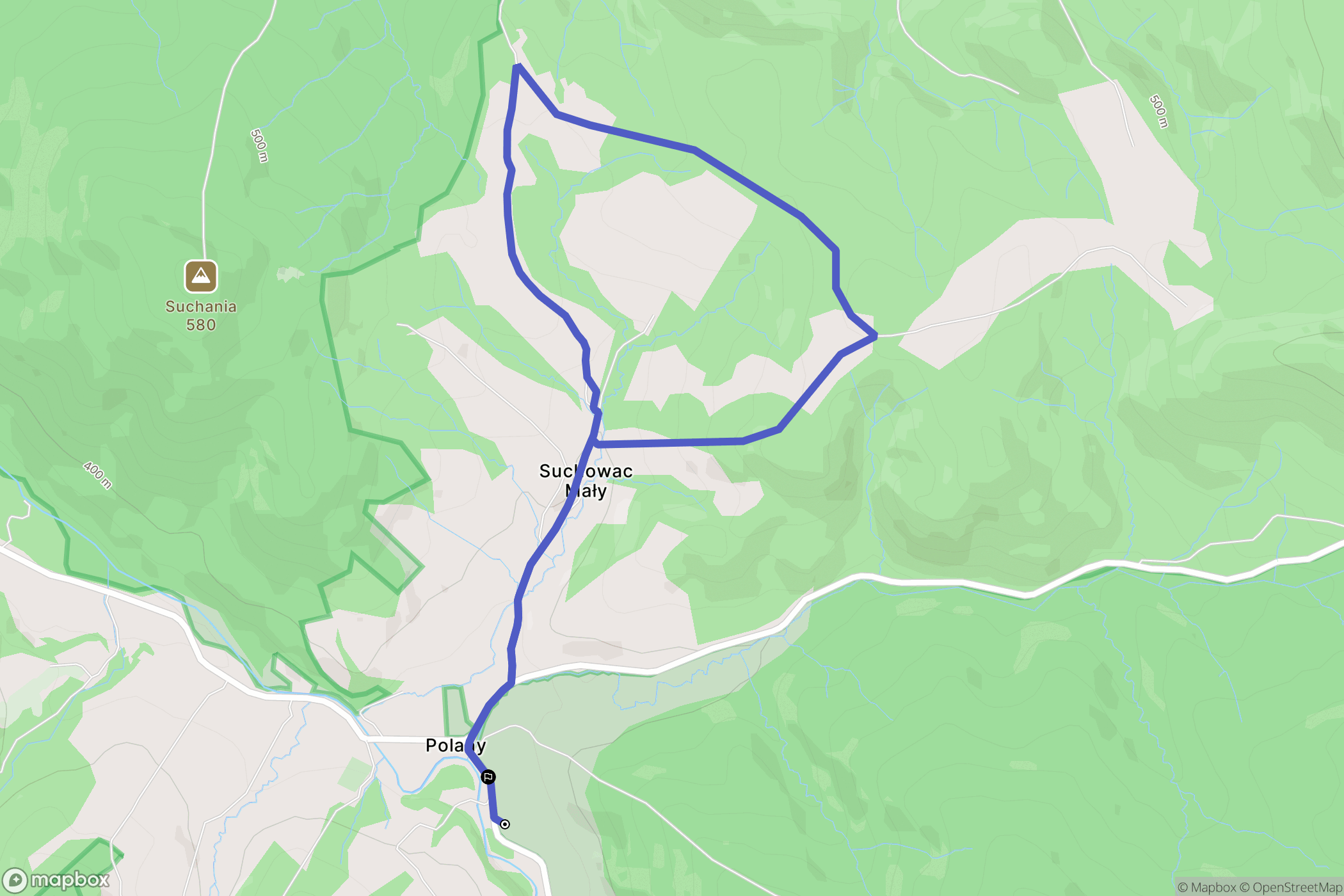 Polany: mapa trasy - Poland