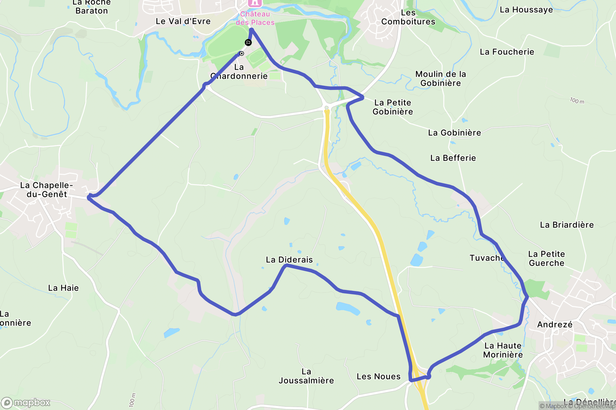 Beaupréau-en-Mauges : carte du parcours de randonnée - France