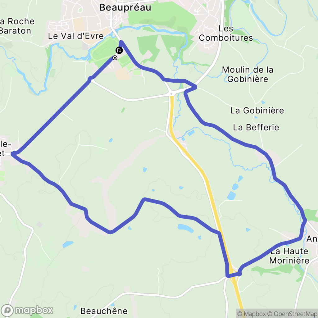 Beaupréau-en-Mauges : carte du parcours de randonnée - France