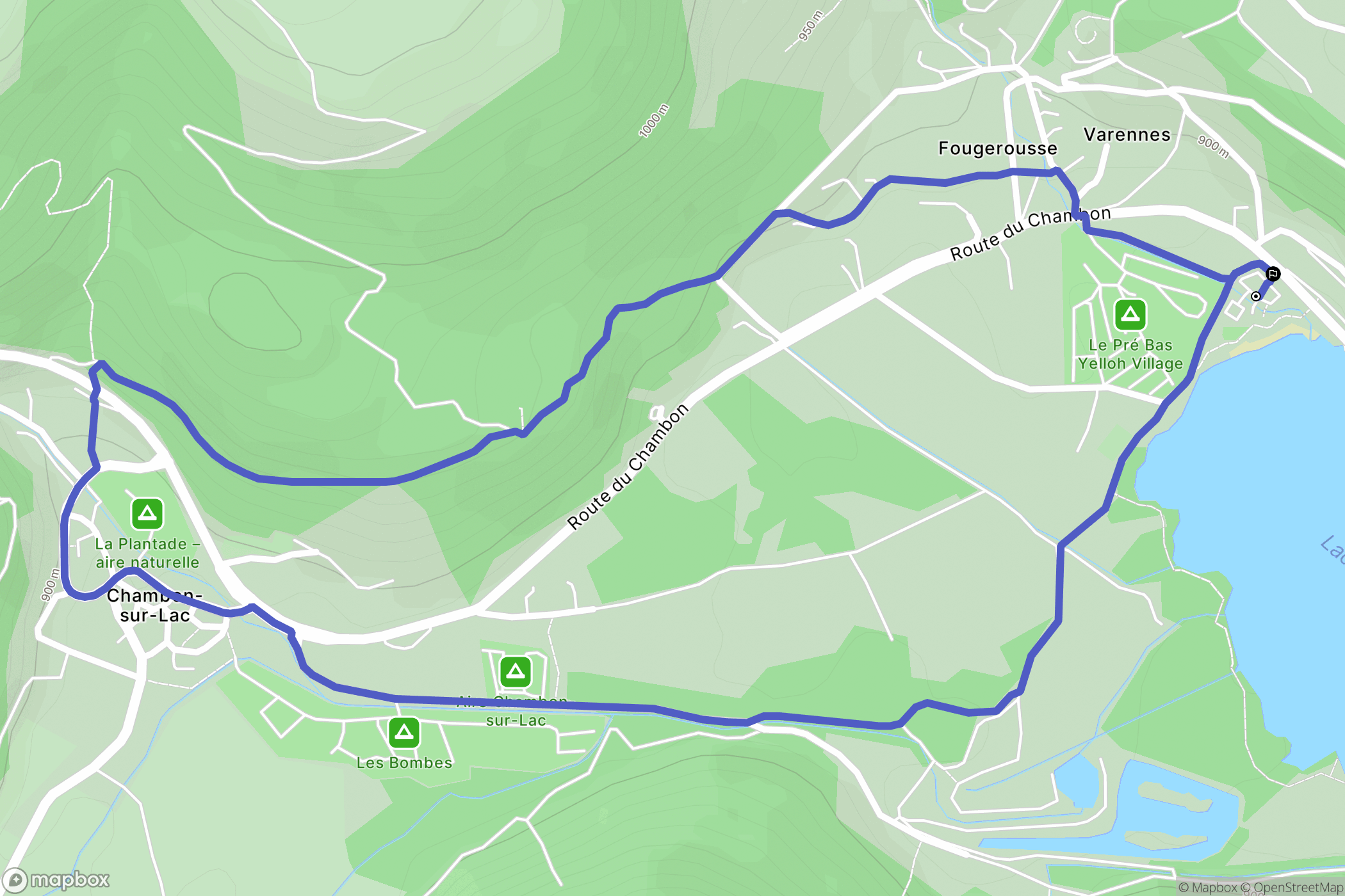 Chambon-sur-Lac : carte du parcours de randonnée - France