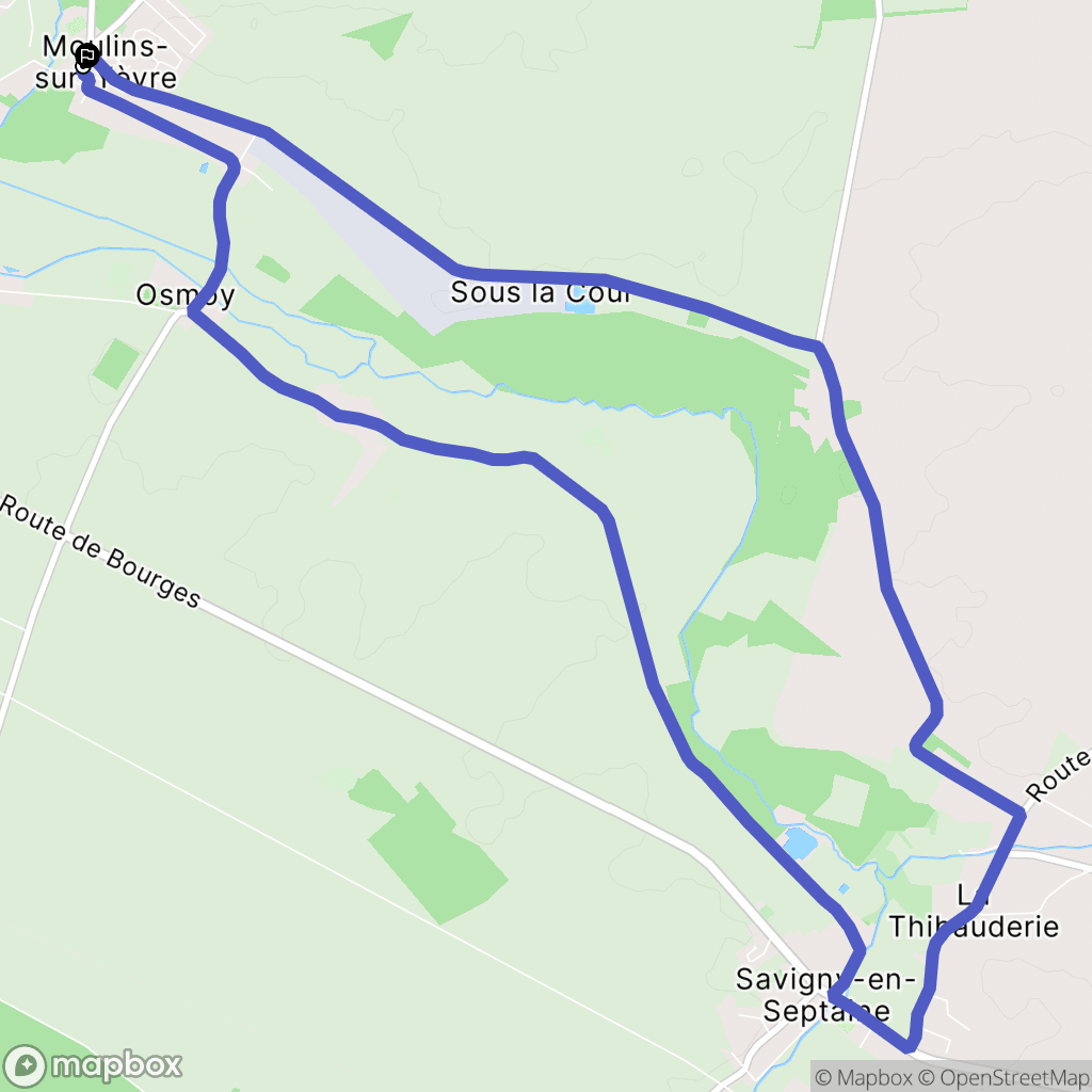 Moulins-sur-Yèvre : carte du parcours de randonnée - France