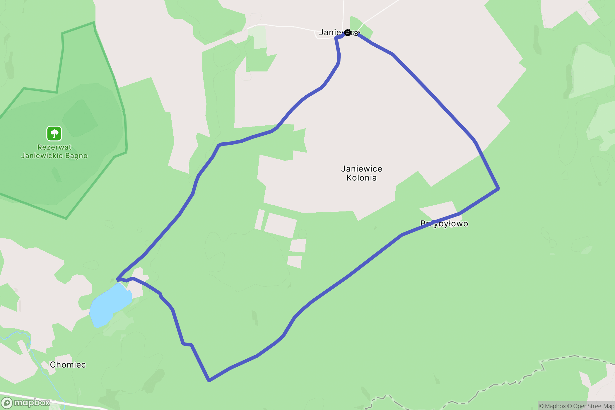 Janiewice: mapa trasy - Poland